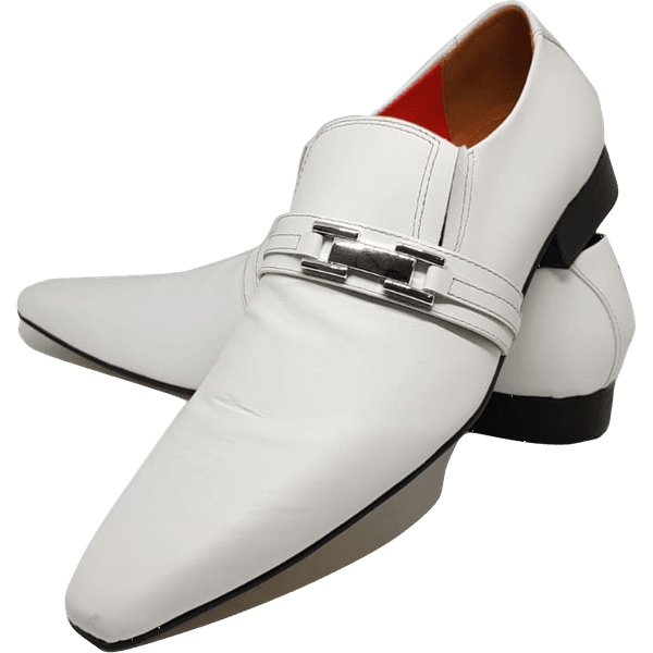 Sapato Masculino Italiano em Couro Social Executivo Branco Universe Bico Fino Ref: 251 Branco