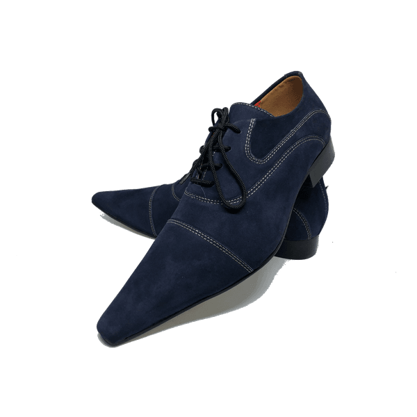 Sapato Masculino Italiano em Couro Social Executivo Azul Deep Bico Fino Ref: 268 Azul