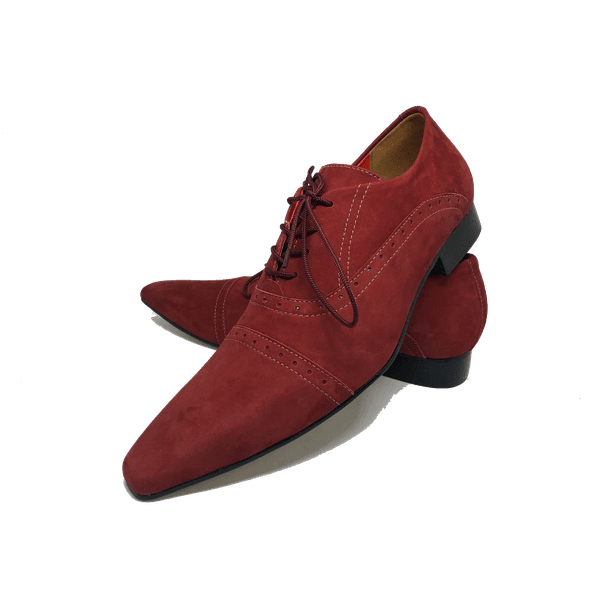 Sapato Masculino Italiano em Couro Social Executivo Vermelho Brant Bico Fino Ref: 269 Vermelho