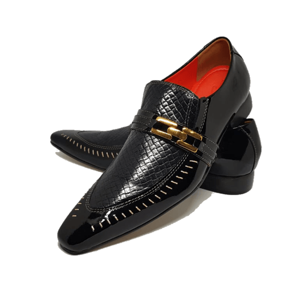 Sapato Masculino Italiano em Couro Social Executivo Preto Hardy Bico Fino Ref: 280 Preto