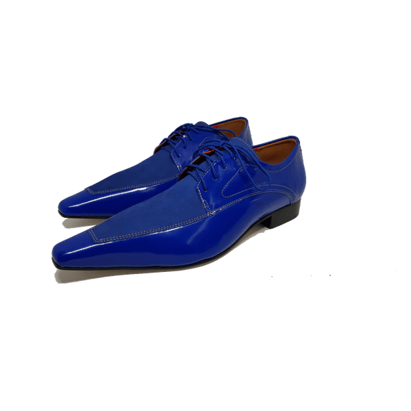 Sapato Masculino Italiano em Couro Social Executivo Azul Bergman Bico Fino Ref: 284 Azul