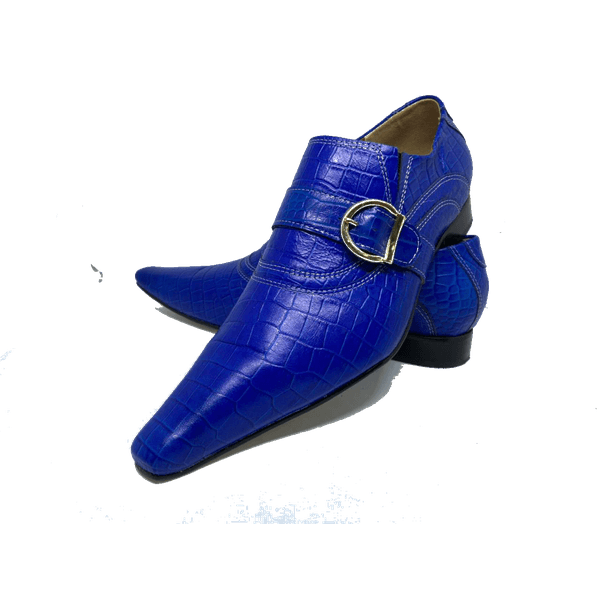 Sapato Masculino Italiano em Couro Social Executivo Azul Touareg Bico Fino Ref: 342 Azul Azul