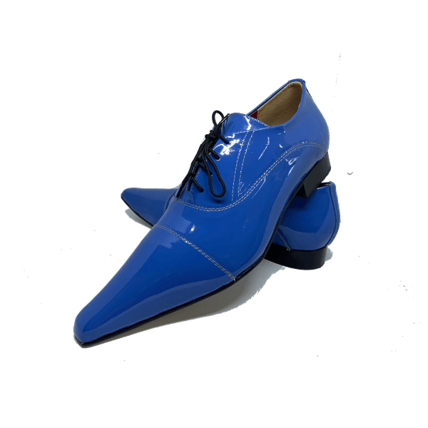 Sapato Masculino Italiano em Couro Social Executivo Azul Serge Bico Fino Ref: 348 Azul Azul