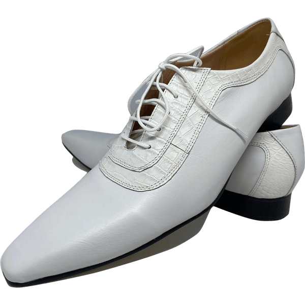 Sapato Masculino Italiano em Couro Social Executivo Branco Export Bico Fino Ref: 411 Branco