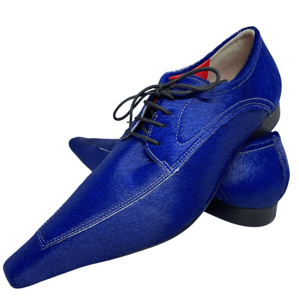 Sapato Masculino Italiano em Couro Social Executivo Azul Apogeu Bico Fino Ref: 610