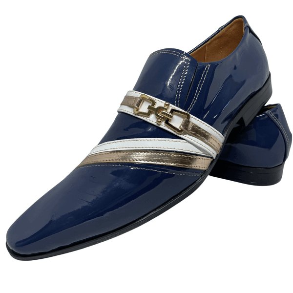 Sapato Masculino Italiano em Couro Social Executivo Azul 628