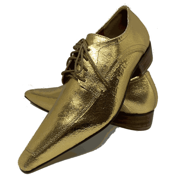 Sapato Masculino Italiano Em Couro Gold Star Ouro Craquelado Ref: D325
