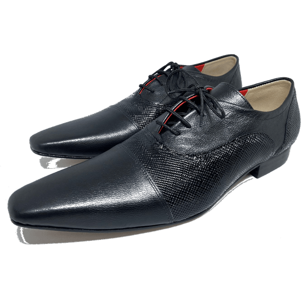 Sapato Masculino Italiano em Couro Social Executivo Elysée Bico Fino Ref: 459 Preto Preto