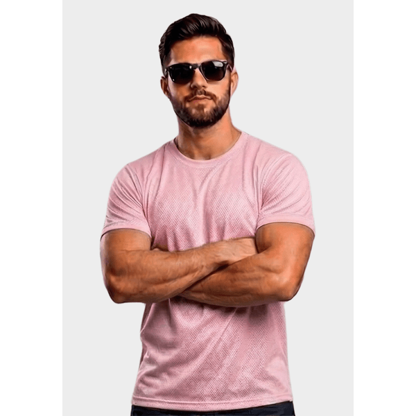 Camiseta Dry-Fit Masculino - Rosa Bebê