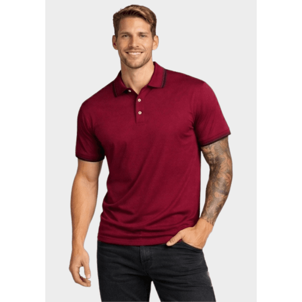 Camiseta Polo Masculina - Bordo/Preto