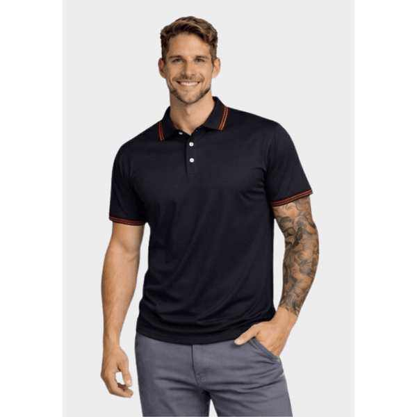 Camiseta Polo Masculina - Preto Vermelho