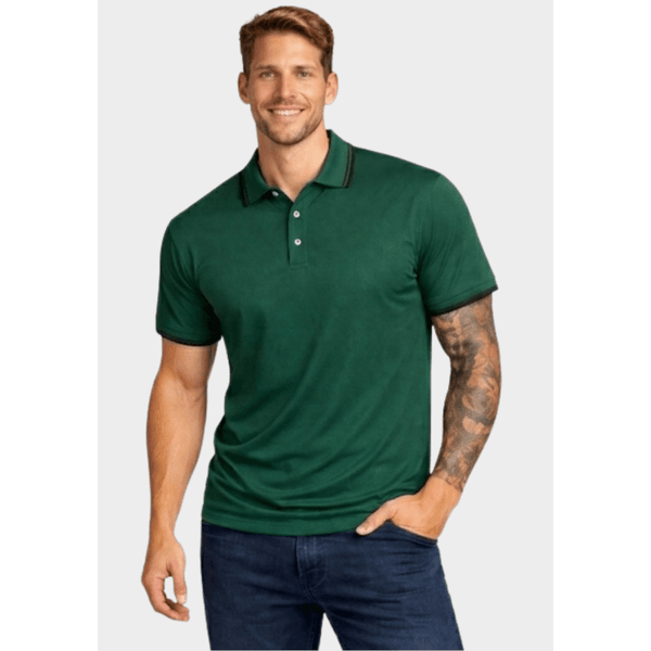 Camiseta Polo Masculina - Verde/Preto