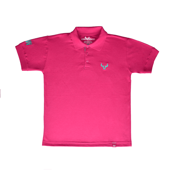 CAMISETA POLO MASCULINA D'JANGUS WEST PINK BORDADA BOI AZUL