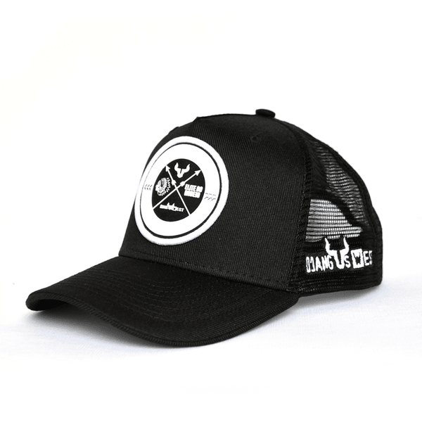 BONÉ D'JANGUS PRETO LOGO BRANCO SILK C/ TELA ABA CURVA