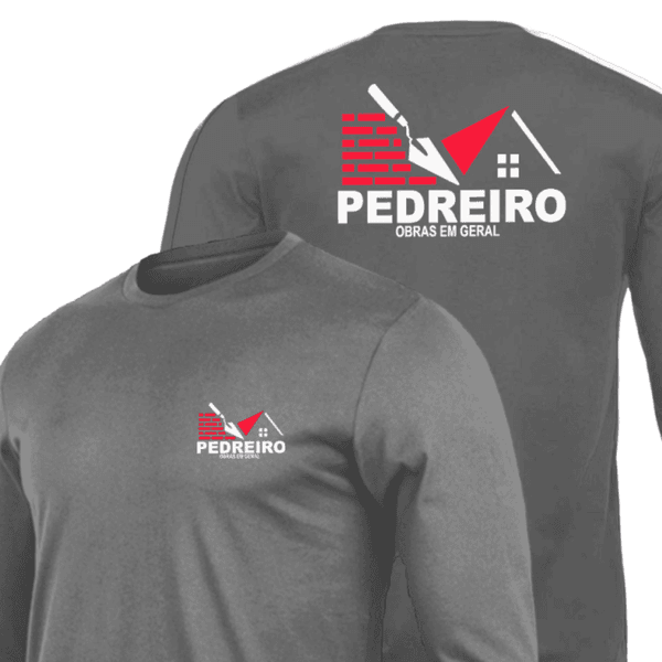 Camiseta Manga Longa Uniforme para Pedreiro Cinza