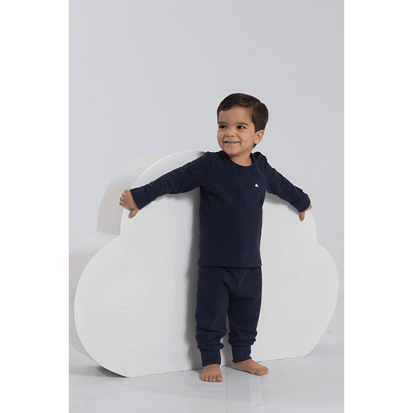 Pijama de Bebê em Cotton Liso com Calça e Manga Comprida