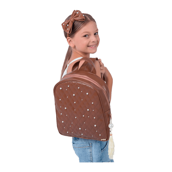 Kit Mochila com Tiara Marrom