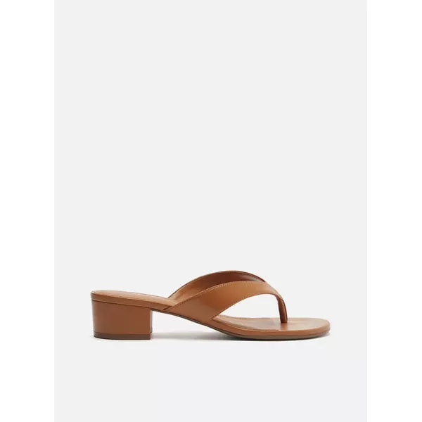 Tamanco Arezzo Marrom Salto Baixo Tiras Flip Flop