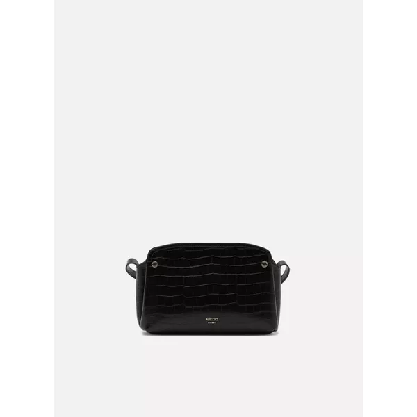 Bolsa Arezzo Tiracolo Preta Croco Pequena Textura