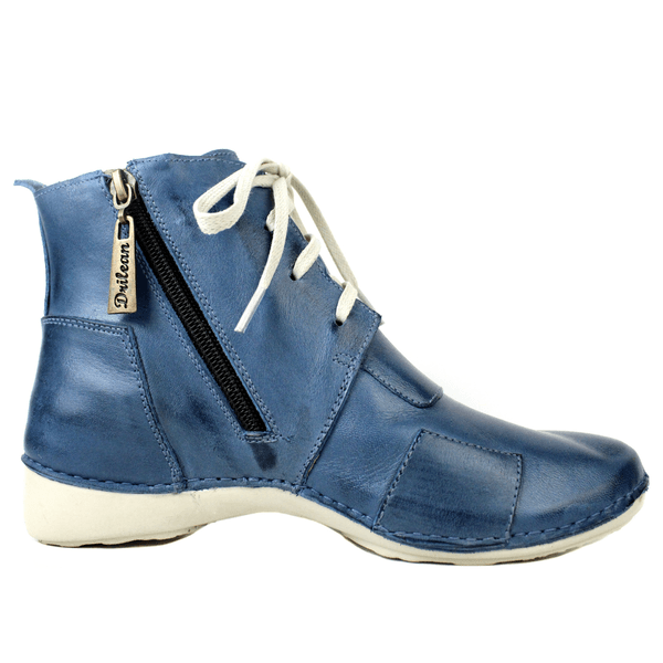 Bota Ortopédica Feminina em Couro Legítimo com Palmilha Gel - Azul - Sola Off (AL001)