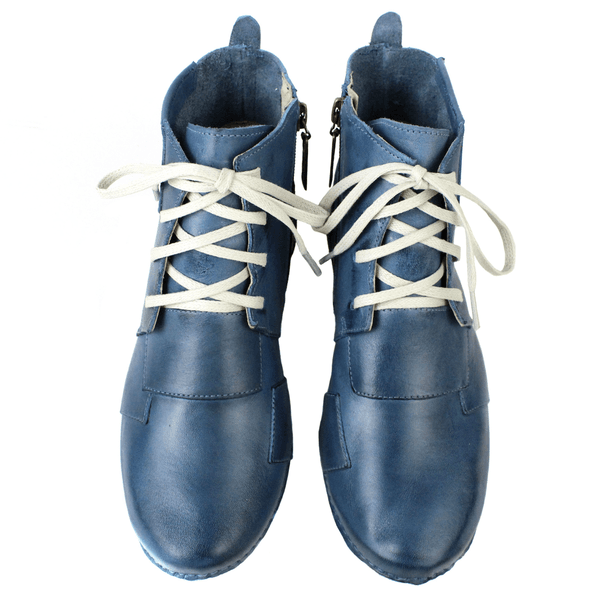Bota Ortopédica Feminina em Couro Legítimo com Palmilha Gel - Azul - Sola Off (AL001)
