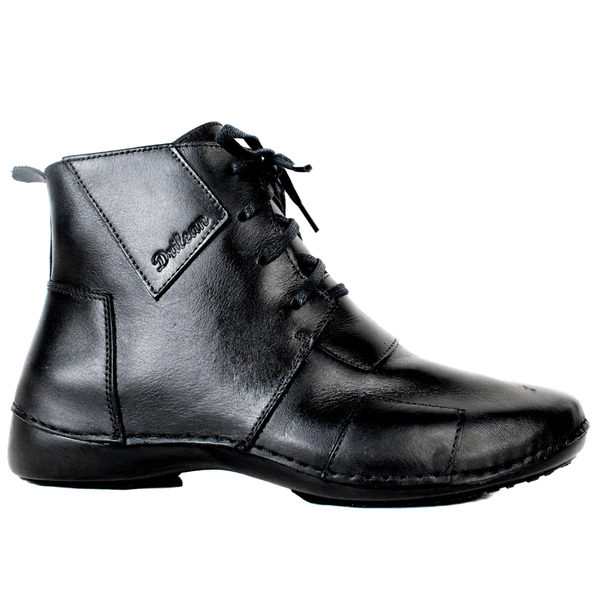 Bota Feminina Ortopédica de Couro Legítimo e Palmilha Gel - Preto (AL001)