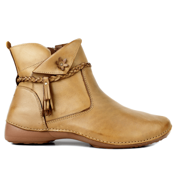 Bota Alívio Feminina em Couro Legítimo e Palmilha Gel - Caramelo - Sola Castanho (AL002) 