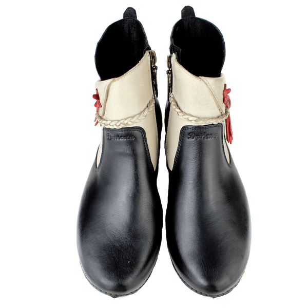 Bota Alívio Feminina em Couro Legítimo e Palmilha Gel - Preto /Off /Vermelho - Sola Off (AL002) 