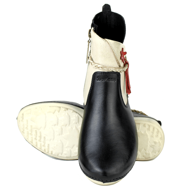 Bota Alívio Feminina em Couro Legítimo e Palmilha Gel - Preto /Off /Vermelho - Sola Off (AL002) 