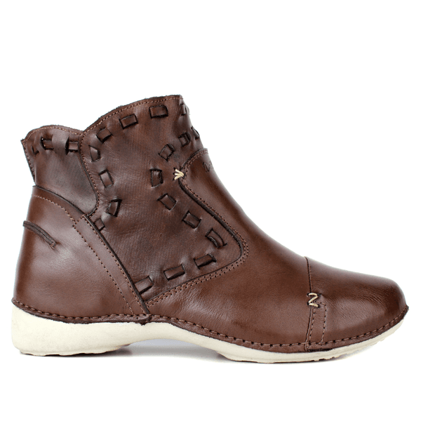 Bota Ortopédica Feminina Couro Legítimo com Palmilha Gel - Café - Sola Off (AL004) 