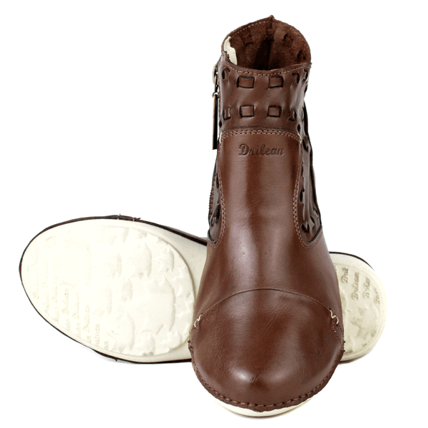 Bota Ortopédica Feminina Couro Legítimo com Palmilha Gel - Café - Sola Off (AL004) 