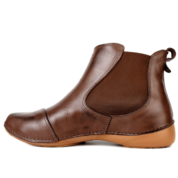 Bota Feminina em Couro Legítimo com Palmilha Gel - Café - Sola Castanho (AL006)