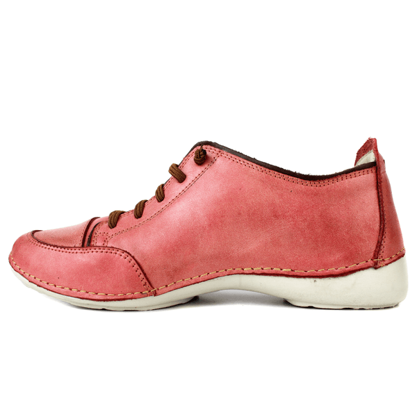 Tênis Feminino de Couro Legítimo com Palmilha em Gel - Rose /Rose /Café - Sola Off (AL008) 