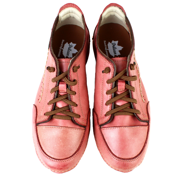 Tênis Feminino de Couro Legítimo com Palmilha em Gel - Rose /Rose /Café - Sola Off (AL008) 