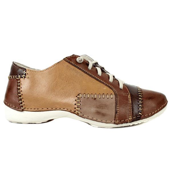 Tênis Alívio Feminino em Couro Legítimo e Palmilha Gel - Caramelo/Castanho/Café/Fendi - Sola Off (AL010) 