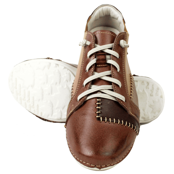 Tênis Alívio Feminino em Couro Legítimo e Palmilha Gel - Caramelo/Castanho/Café/Fendi - Sola Off (AL010) 
