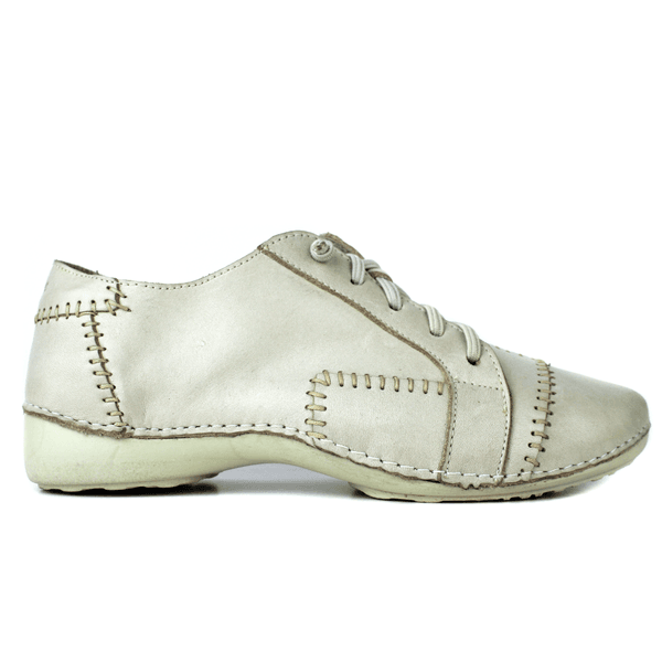 Tênis Alívio Feminino em Couro Legítimo e Palmilha Gel - Off White - Sola Off (AL010) 