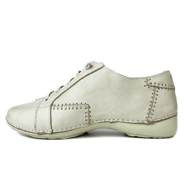 Tênis Alívio Feminino em Couro Legítimo e Palmilha Gel - Off White - Sola Off (AL010) 