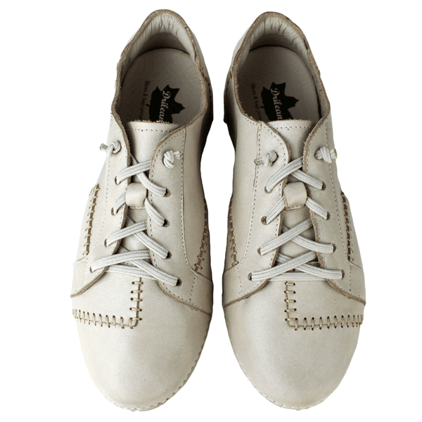 Tênis Alívio Feminino em Couro Legítimo e Palmilha Gel - Off White - Sola Off (AL010) 