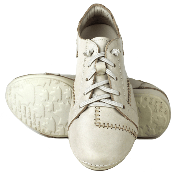 Tênis Alívio Feminino em Couro Legítimo e Palmilha Gel - Off White - Sola Off (AL010) 