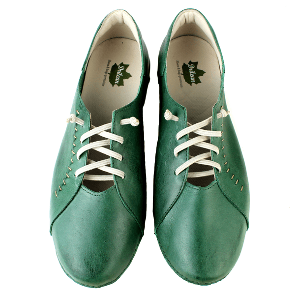 Tênis Feminino de Couro Legítimo com Palmilha em Gel - Verde - Sola Off (AL011)