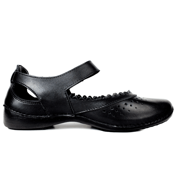 Sapatilha Feminina em Couro Legítimo e Palmilha Gel - Preto - Sola Preta (AL014)