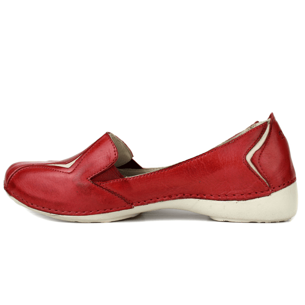 Sapatilha Feminina em Couro Legítimo e Palmilha Gel - Vermelho - Off - Sola Off (AL020)