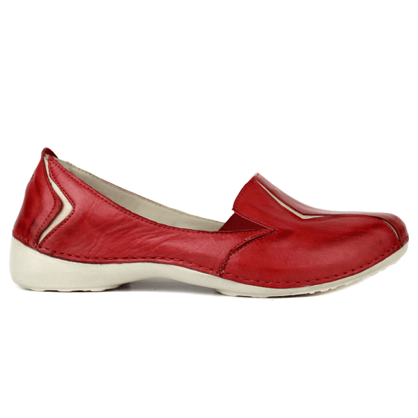 Sapatilha Feminina em Couro Legítimo e Palmilha Gel - Vermelho - Off - Sola Off (AL020)