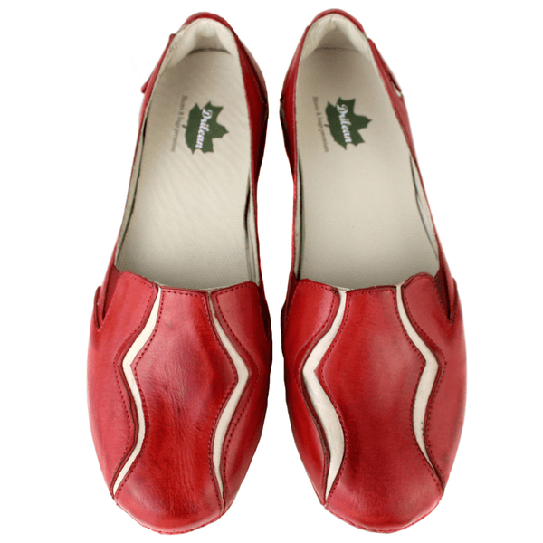 Sapatilha Feminina em Couro Legítimo e Palmilha Gel - Vermelho - Off - Sola Off (AL020)