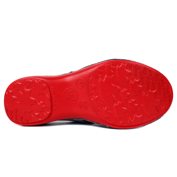 Mule Ortopédico Feminino em Couro Legitimo Palmilha Gel - Azul/Laranja/Off/Vermelho - Sola Vermelha (AL023)