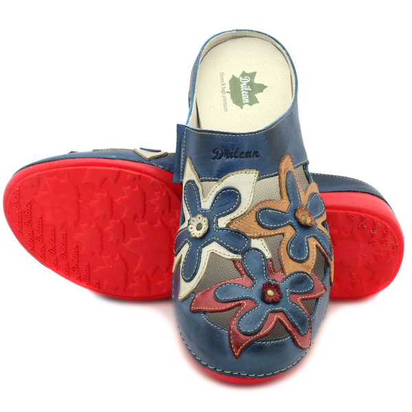 Mule Ortopédico Feminino em Couro Legitimo Palmilha Gel - Azul ...
