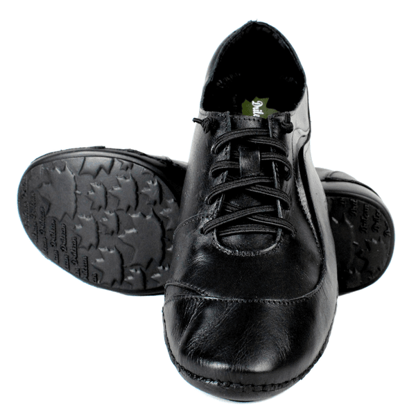 Tênis Alívio Feminino em Couro Legítimo e Palmilha Gel - Preto - Sola Preta (AL024)