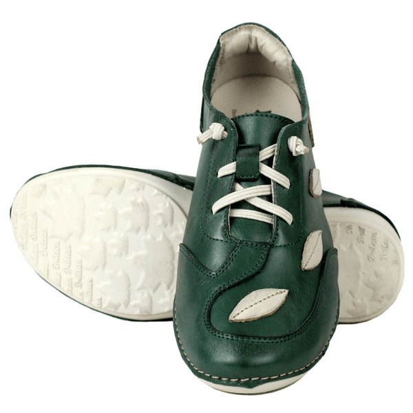Tênis Alívio Feminino em Couro Legítimo e Palmilha Gel - Verde/Off White - Sola Off (AL031)