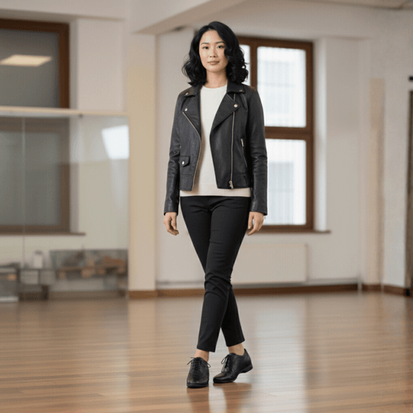 Tênis Feminino de Couro Legítimo com Palmilha em Gel - Preto - Sola Preta (AL033) 